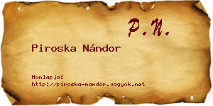 Piroska Nándor névjegykártya